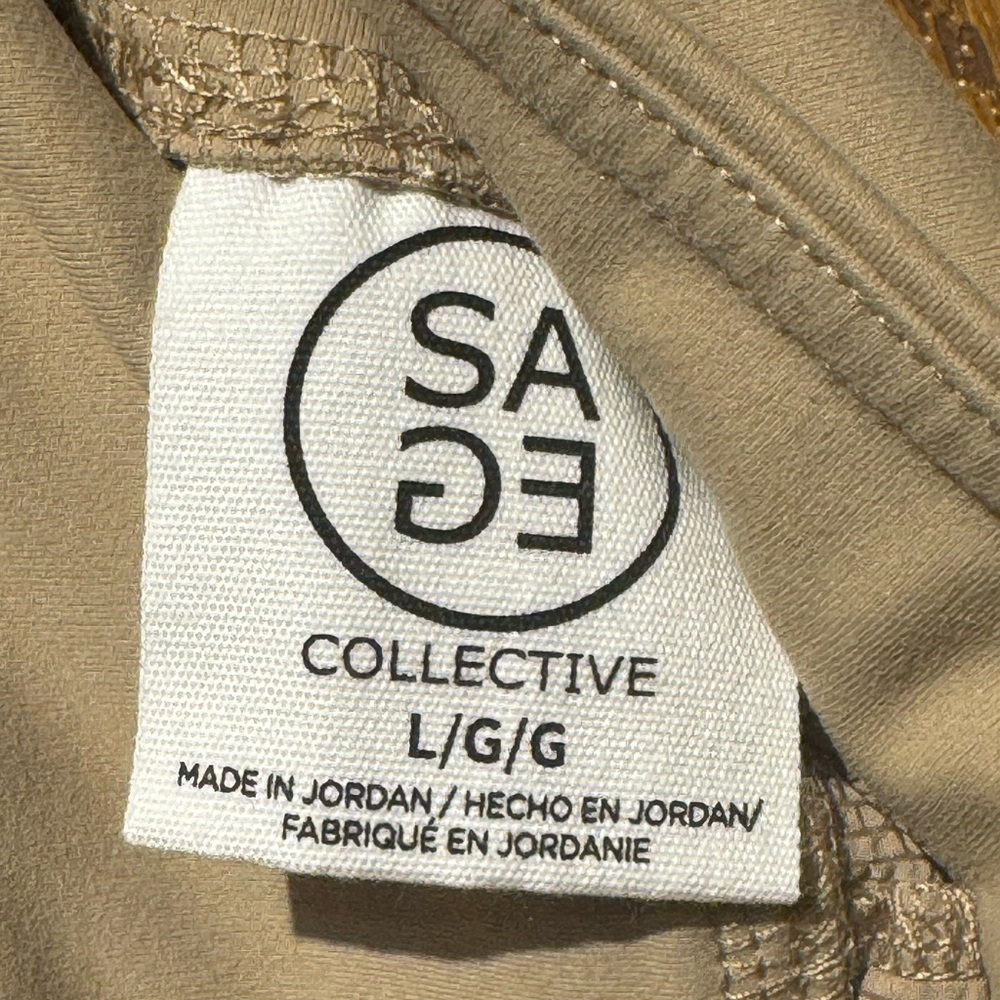 Sage Collective Women's Capri Zip Cargo Pockets Pants in tan. Size Large - Picture 11 of 11